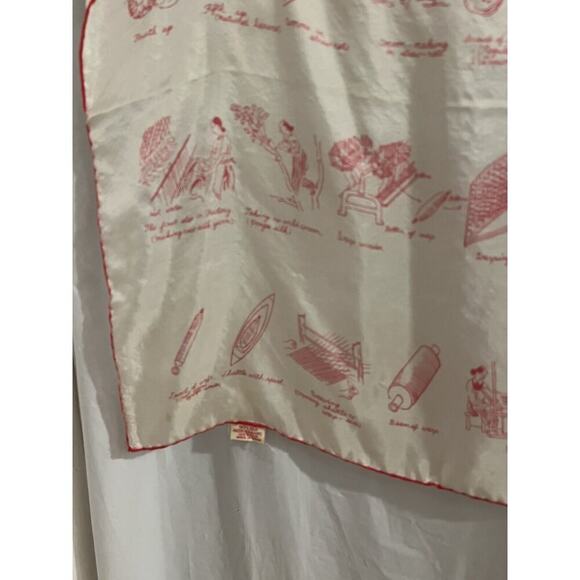 Vintage International Silk Association Made In Japan Silk Handkerchief Red White - Picture 8 of 9